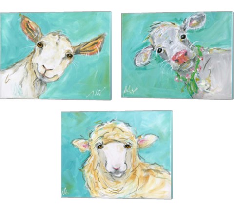 Farm Animal 3 Piece Canvas Print Set by Molly Susan Strong