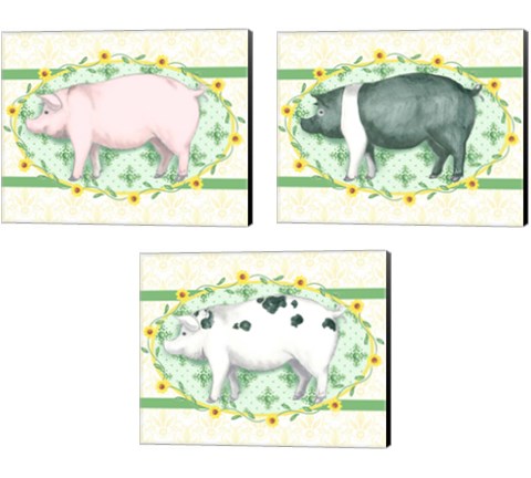 Piggy Wiggy 3 Piece Canvas Print Set by Andi Metz