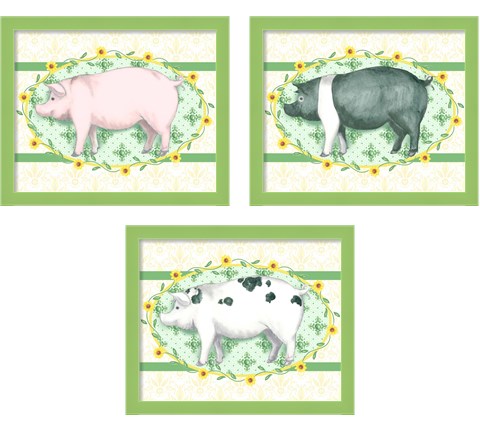 Piggy Wiggy 3 Piece Framed Art Print Set by Andi Metz