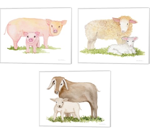 Life on the Farm Animal Element 3 Piece Canvas Print Set by Kathleen Parr McKenna