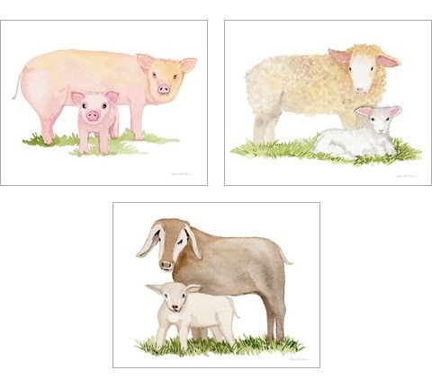 Life on the Farm Animal Element 3 Piece Art Print Set by Kathleen Parr McKenna