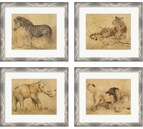 Global Safari Animal 4 Piece Framed Art Print Set by Cheri Blum