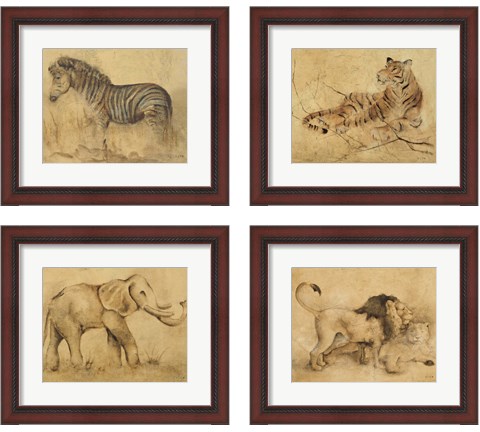 Global Safari Animal 4 Piece Framed Art Print Set by Cheri Blum