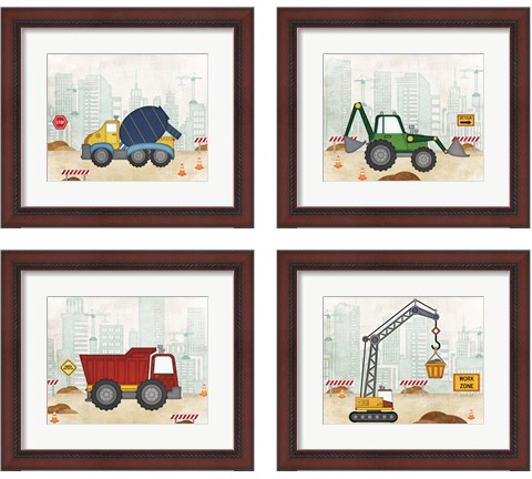 Kids Construction 4 Piece Framed Art Print Set by Jennifer Pugh