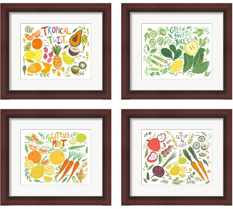 Fruity Smoothie 4 Piece Framed Art Print Set by Farida Zaman