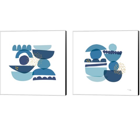 Crowded Forms blue 2 Piece Canvas Print Set by Pela