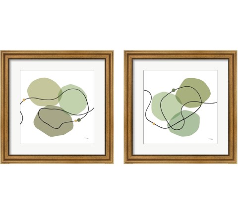 Sinuous Trajectory green 2 Piece Framed Art Print Set by Pela