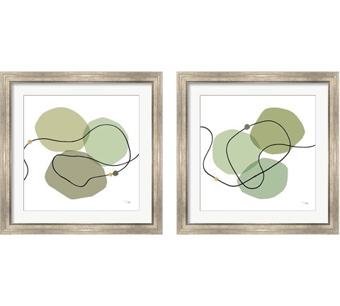 Sinuous Trajectory green 2 Piece Framed Art Print Set by Pela