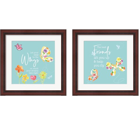 Dreams Take Flight on Blue 2 Piece Framed Art Print Set by Tara Reed