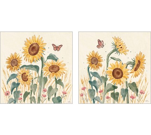 Sunflower Season 2 Piece Art Print Set by Janelle Penner
