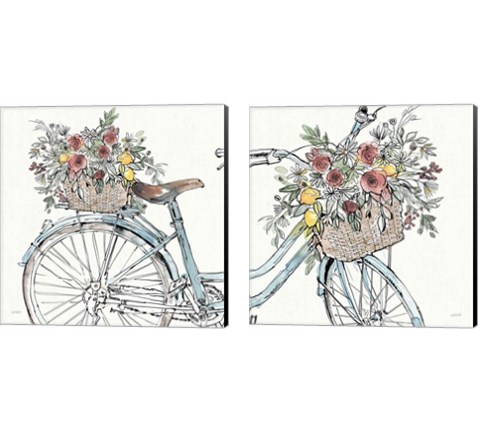 Farmhouse Flea Market Bike 2 Piece Canvas Print Set by Anne Tavoletti