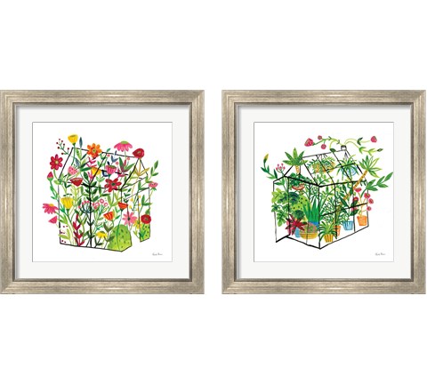Greenhouse Blooming 2 Piece Framed Art Print Set by Farida Zaman