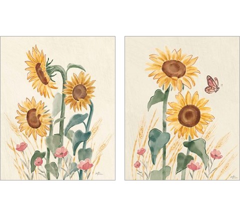 Sunflower Season  2 Piece Art Print Set by Janelle Penner