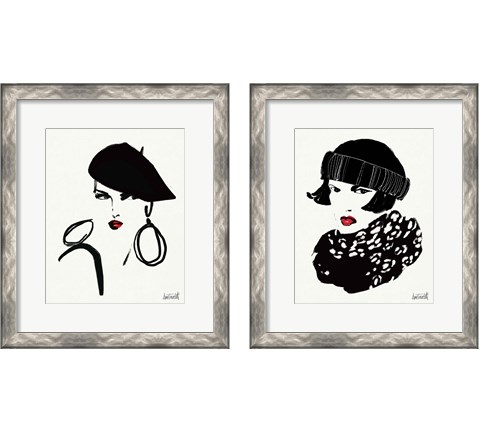 Beret and Scarf 2 Piece Framed Art Print Set by Anne Tavoletti