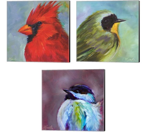 Field Birds 3 Piece Canvas Print Set by Kim Smith