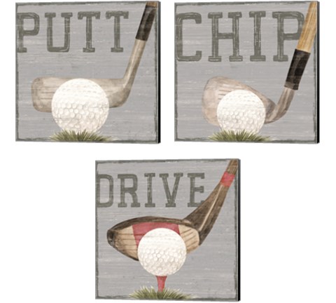 Golf Days 3 Piece Canvas Print Set by Tara Reed