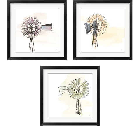 Windmill  3 Piece Framed Art Print Set by Chris Paschke