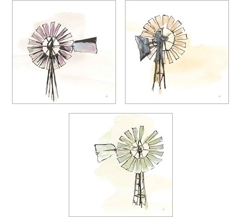 Windmill  3 Piece Art Print Set by Chris Paschke