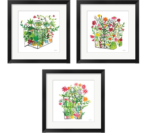 Greenhouse Blooming 3 Piece Framed Art Print Set by Farida Zaman