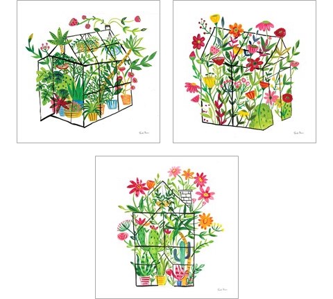Greenhouse Blooming 3 Piece Art Print Set by Farida Zaman