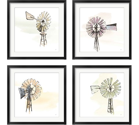 Windmill  4 Piece Framed Art Print Set by Chris Paschke