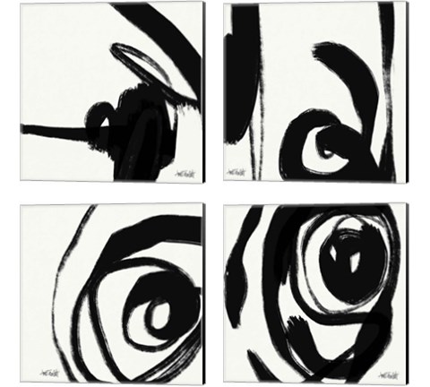 Black and White Abstract 4 Piece Canvas Print Set by Anne Tavoletti