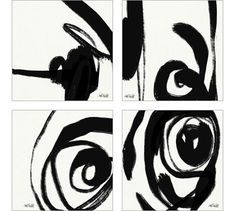 Black and White Abstract 4 Piece Art Print Set by Anne Tavoletti