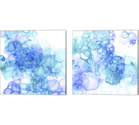 Bubble Square Aqua & Blue 2 Piece Canvas Print Set by Kelsey Wilson