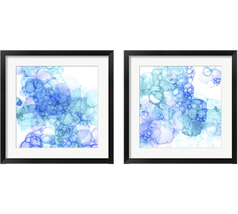 Bubble Square Aqua & Blue 2 Piece Framed Art Print Set by Kelsey Wilson