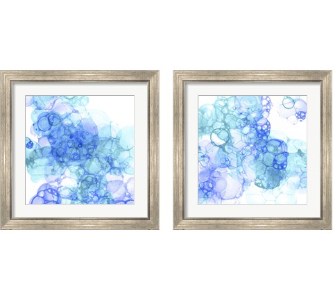 Bubble Square Aqua & Blue 2 Piece Framed Art Print Set by Kelsey Wilson
