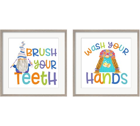 Bathroom Gnomes 2 Piece Framed Art Print Set by Tara Reed