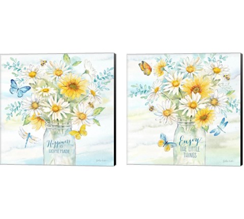 Daisy Days 2 Piece Canvas Print Set by Cynthia Coulter