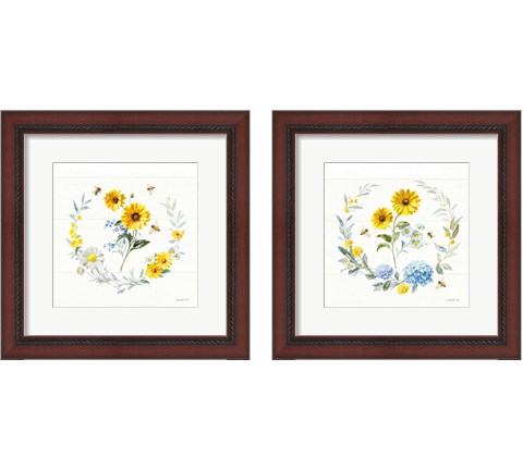 Bees and Blooms Flowers 2 Piece Framed Art Print Set by Danhui Nai