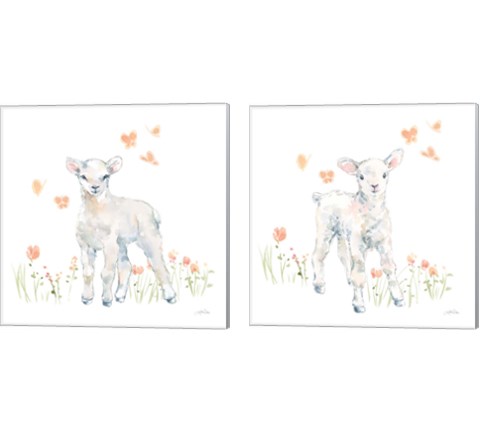 Spring Lambs 2 Piece Canvas Print Set by Katrina Pete