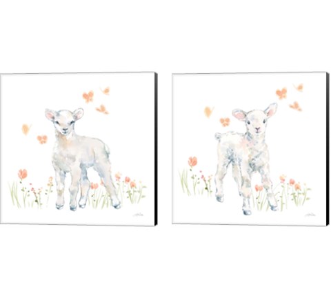 Spring Lambs 2 Piece Canvas Print Set by Katrina Pete