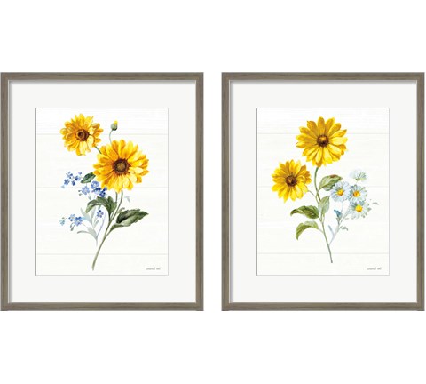 Bees and Blooms Flowers 2 Piece Framed Art Print Set by Danhui Nai