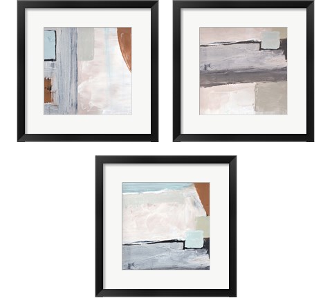 Blocks and Circles Abstract 3 Piece Framed Art Print Set by Marcy Chapman