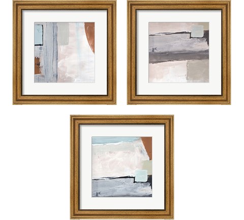Blocks and Circles Abstract 3 Piece Framed Art Print Set by Marcy Chapman