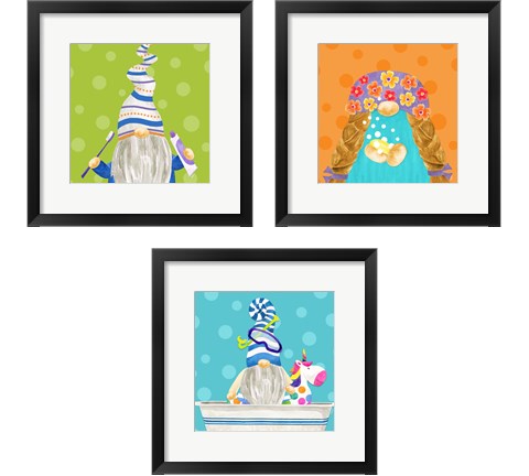 Bathroom Gnomes 3 Piece Framed Art Print Set by Tara Reed