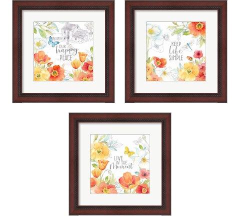 Happy Poppies 3 Piece Framed Art Print Set by Cynthia Coulter