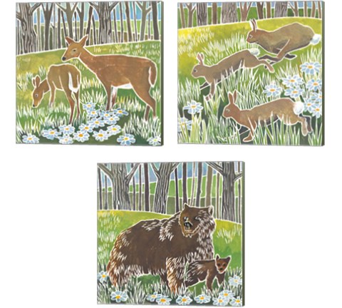 Wild Woodland 3 Piece Canvas Print Set by Kathrine Lovell