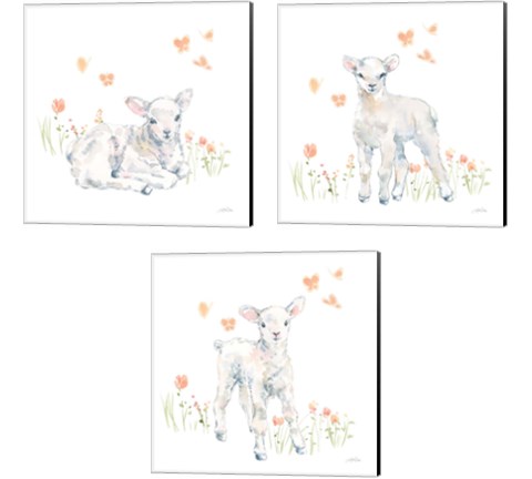 Spring Lambs 3 Piece Canvas Print Set by Katrina Pete