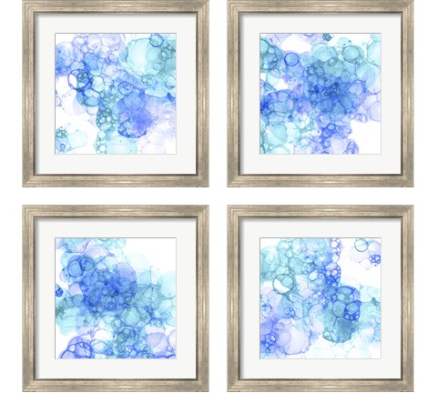 Bubble Square Aqua & Blue 4 Piece Framed Art Print Set by Kelsey Wilson