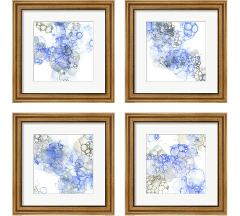 Bubble Square Blue & Grey 4 Piece Framed Art Print Set by Kelsey Wilson