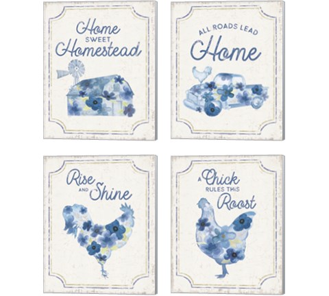 Country Cottage Field Flowers 4 Piece Canvas Print Set by Tara Reed