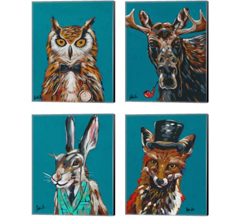 Spy Animals 4 Piece Canvas Print Set by Jodi Augustine