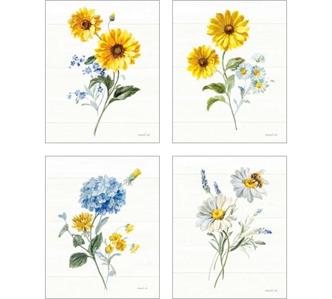 Bees and Blooms Flowers 4 Piece Art Print Set by Danhui Nai