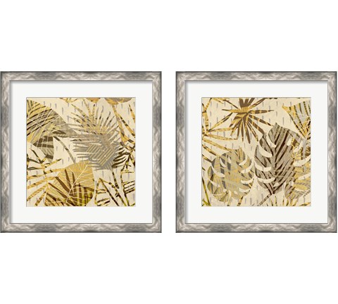 Palm Festoon Gold 2 Piece Framed Art Print Set by Eve C. Grant