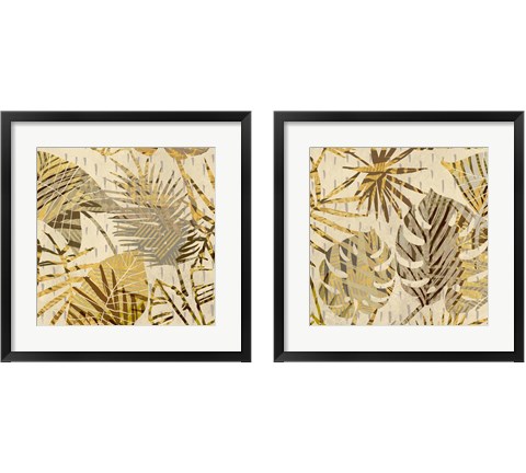 Palm Festoon Gold 2 Piece Framed Art Print Set by Eve C. Grant