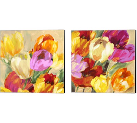 Colorful Tulips 2 Piece Canvas Print Set by Jim Stone